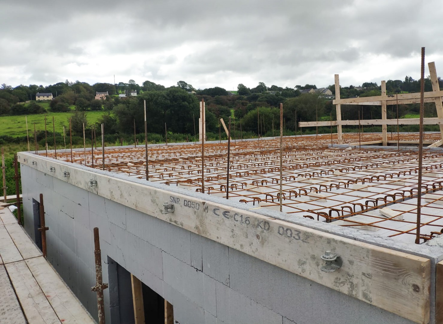 ICF floor under construction on a house in Lissarda.